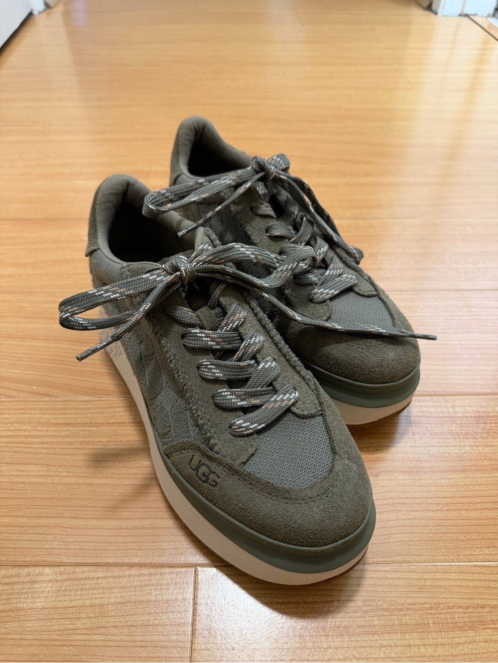 UGG Women's Olive Green Platform Lace-Up Sneakers